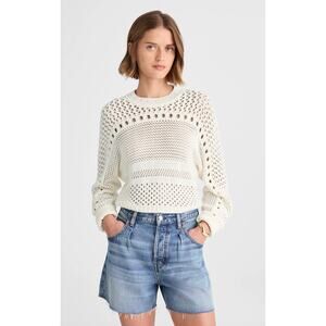 Madewell | NWT Open Stitch Cotton Sweater Lighthouse White Pullover | Sz S